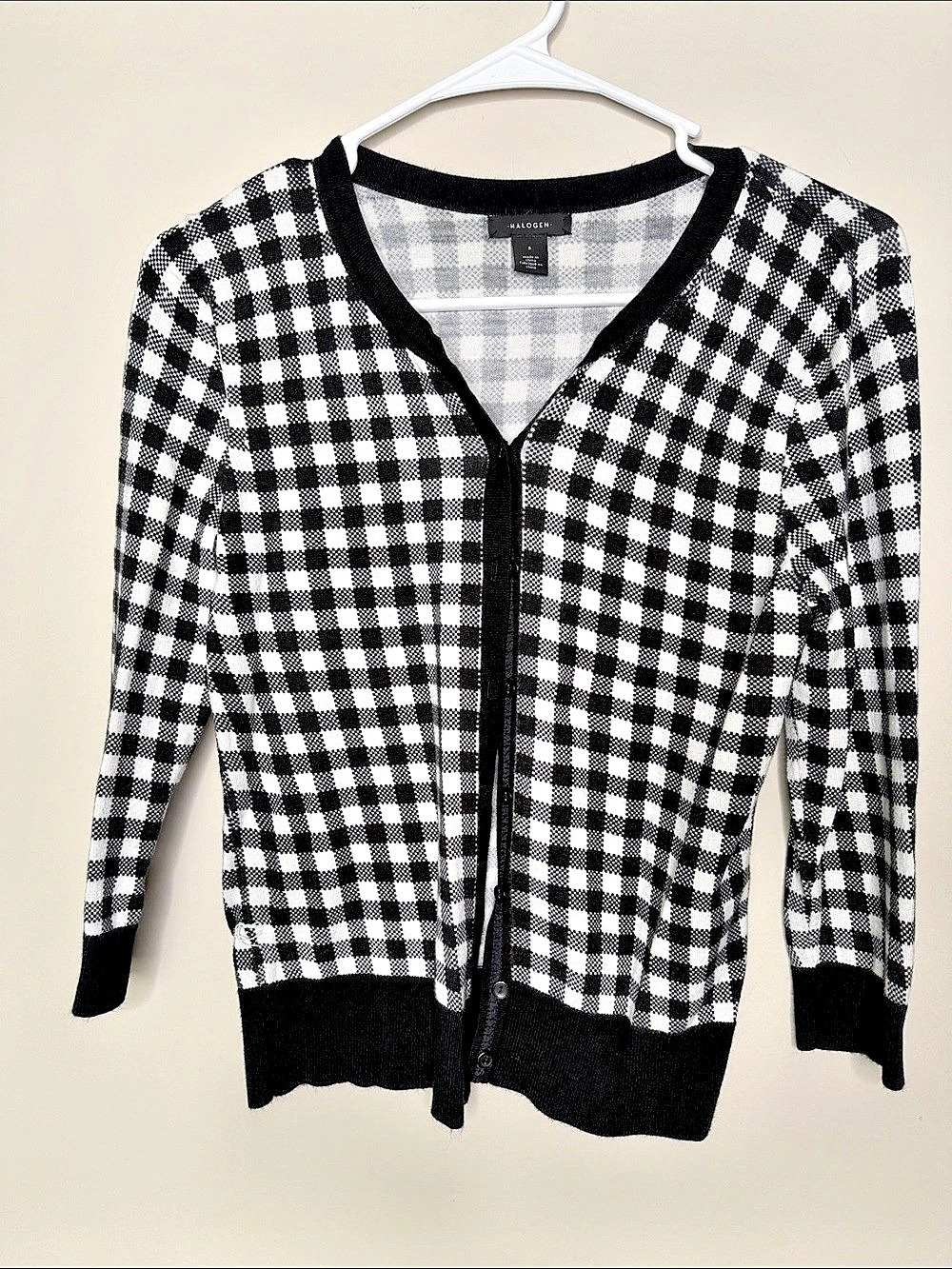 Halogen Gingham Button-Front Cardigan | Small
